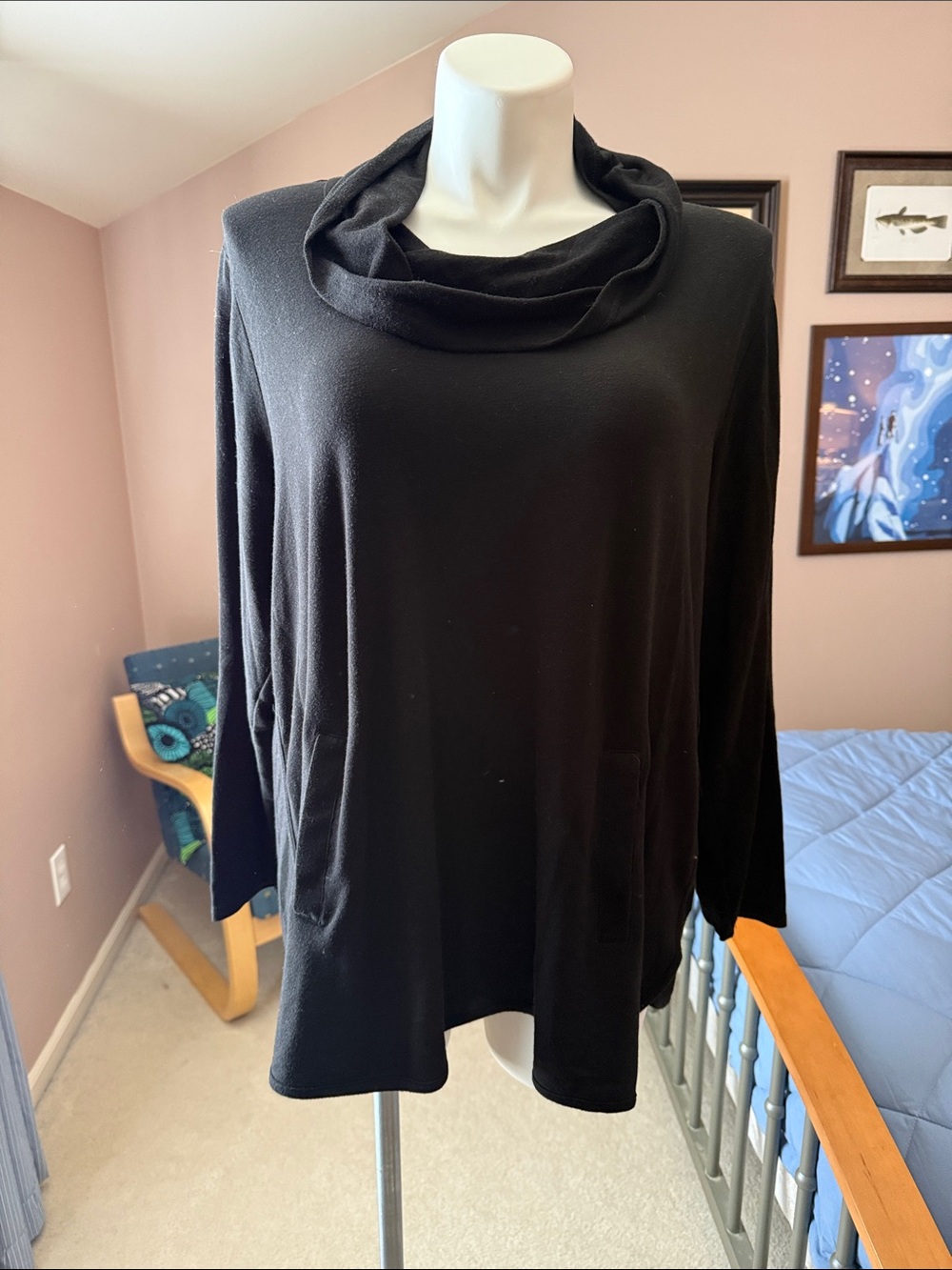 Cable & Gauge Black Cowl Neck pullover